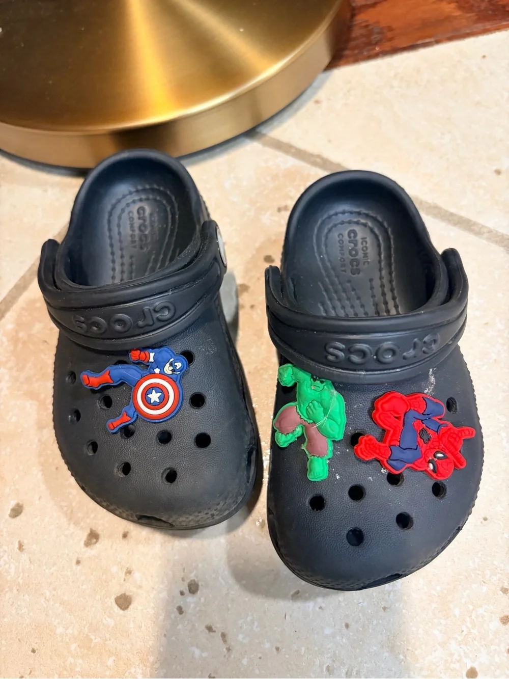 CROCS Kids' Black Clogs with Superhero Charms